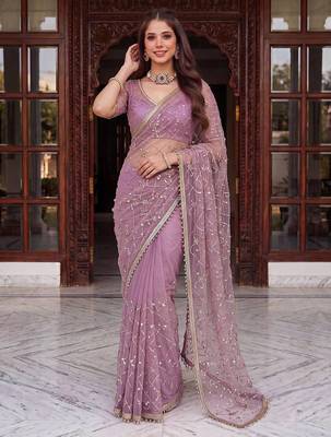 Designer beads embroidery saree 1