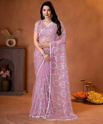 Designer beads,sequence, peal embroidery saree 1