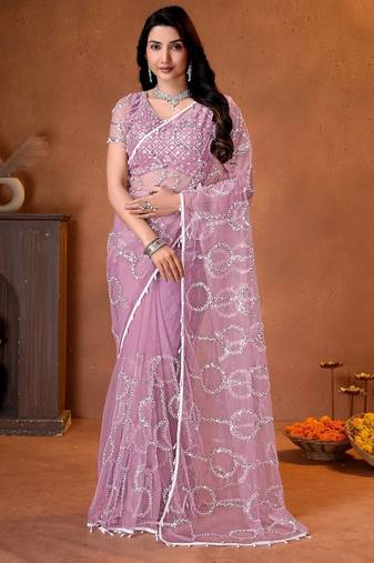 Designer beads,sequence, peal embroidery saree