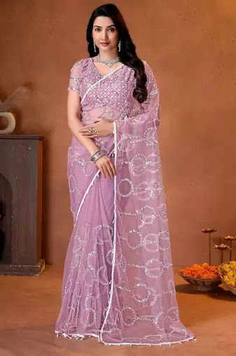 Designer beads,sequence, peal embroidery saree