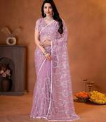 Designer beads,sequence, peal embroidery saree