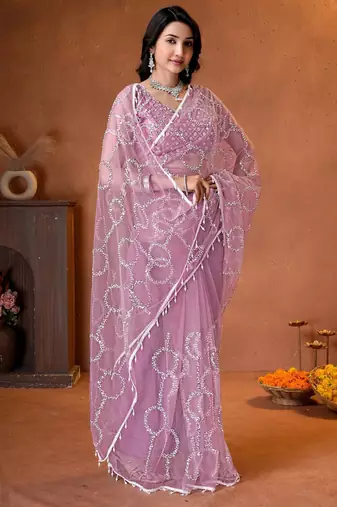 Designer beads,sequence, peal embroidery saree