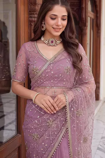 Designer beads embroidery saree