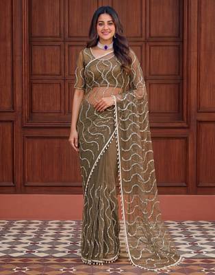 Designer beads embroidery saree 1