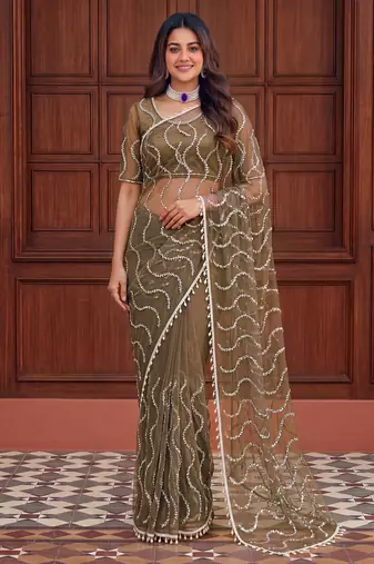 Designer beads embroidery saree