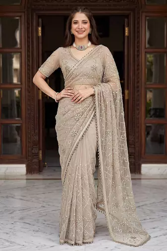 Designer beads embroidery saree