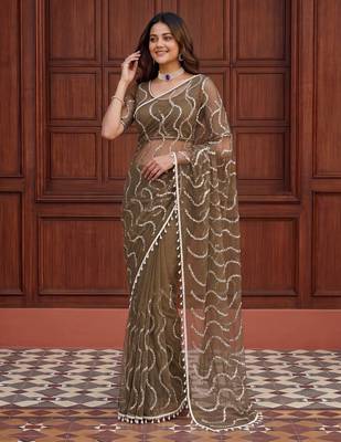 Designer beads embroidery saree 2