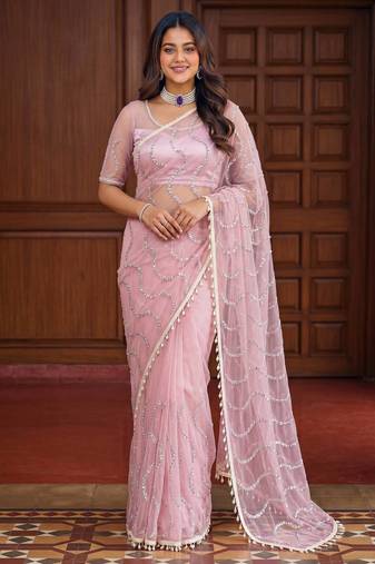 Designer beads embroidery saree