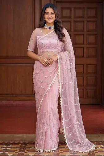 Designer beads embroidery saree
