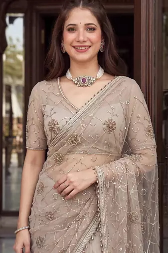Designer beads embroidery saree