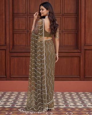 Designer beads embroidery saree 4
