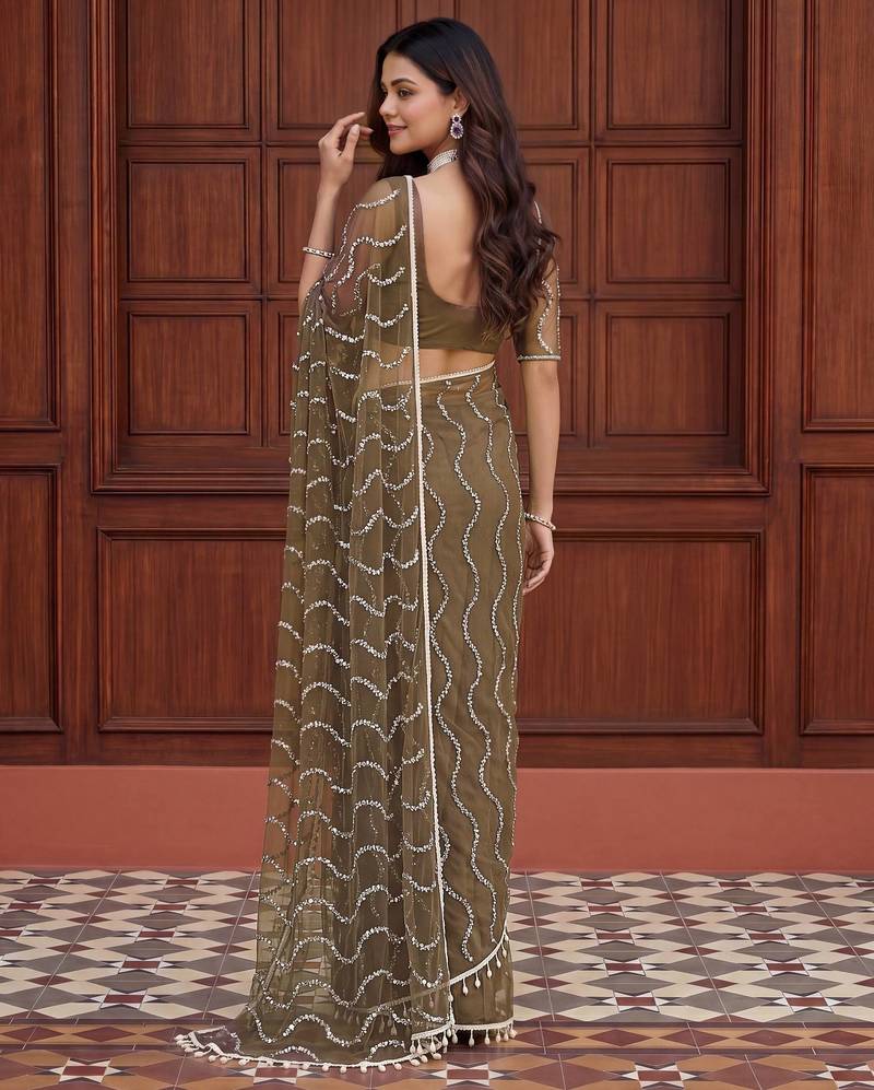 Designer beads embroidery saree