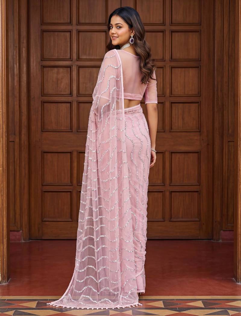 Designer beads embroidery saree