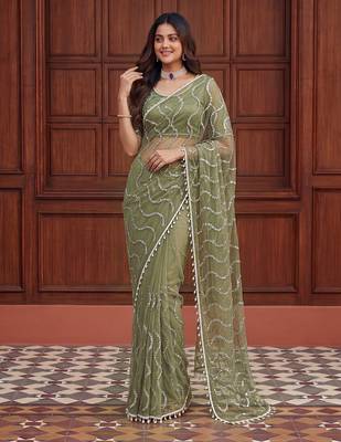 Designer beads embroidery saree 1
