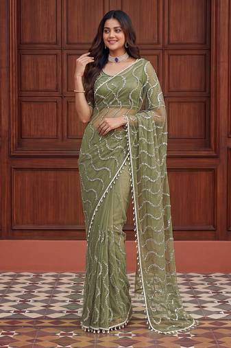 Designer beads embroidery saree