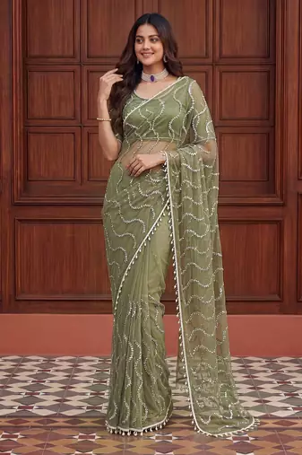 Designer beads embroidery saree