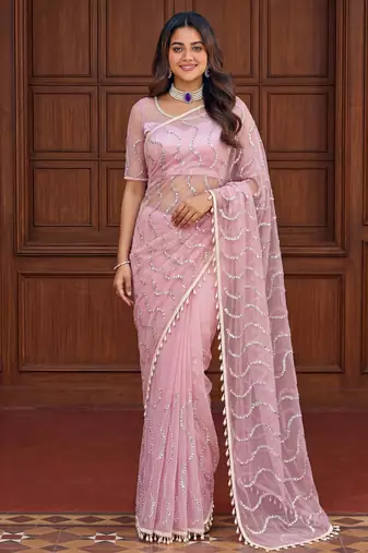 Designer beads embroidery saree