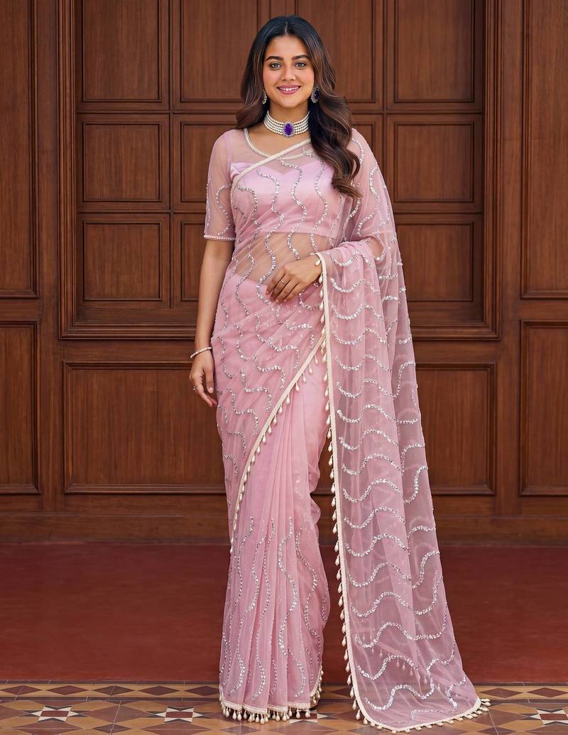 Designer beads embroidery saree