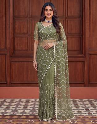 Designer beads embroidery saree 2