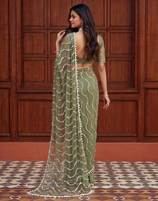 Designer beads embroidery saree 4