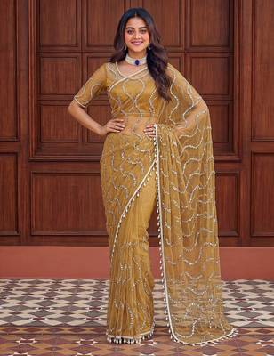 Designer beads embroidery saree 1