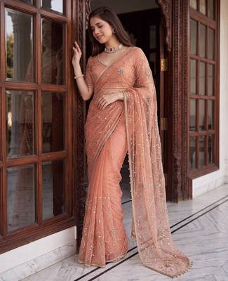 Designer beads embroidery saree 1