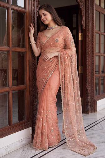 Designer beads embroidery saree