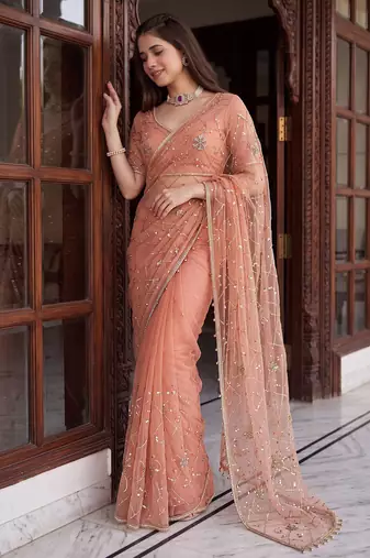 Designer beads embroidery saree