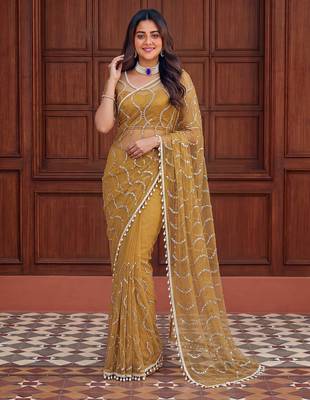 Designer beads embroidery saree 2