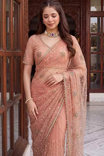 Designer beads embroidery saree