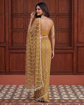 Designer beads embroidery saree 4