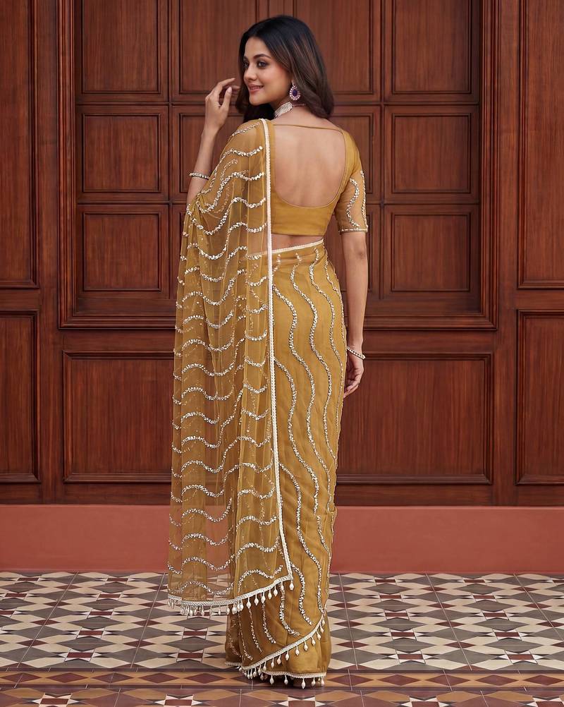 Designer beads embroidery saree