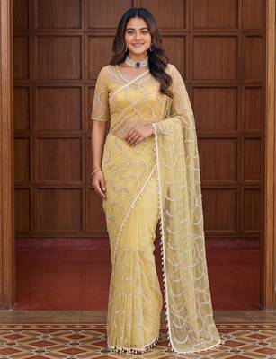 Designer beads embroidery saree 1