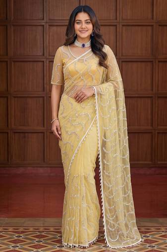 Designer beads embroidery saree