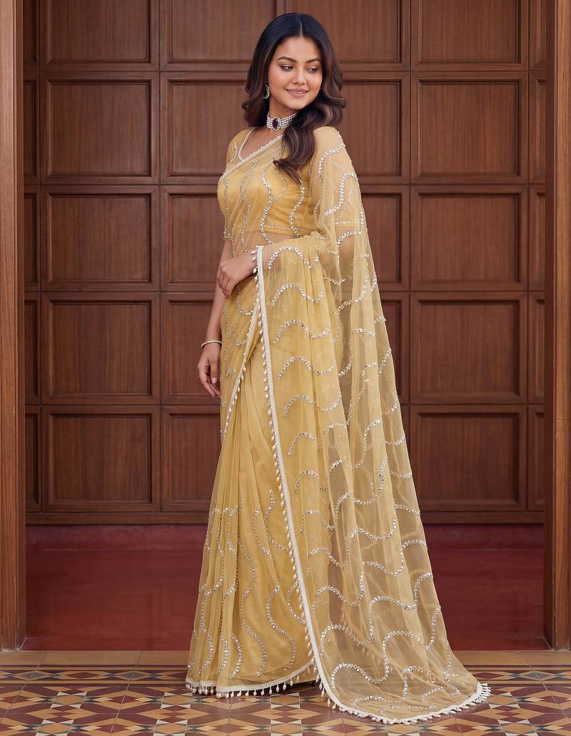 Designer beads embroidery saree
