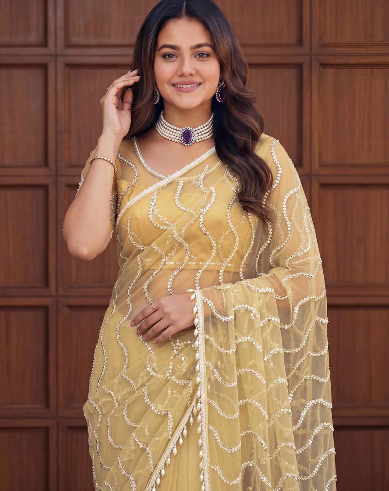 Designer beads embroidery saree