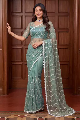 Designer beads embroidery saree