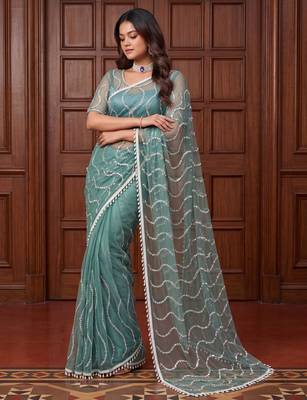 Designer beads embroidery saree 2