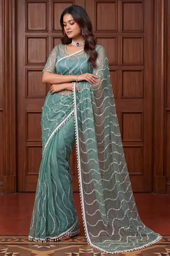 Designer beads embroidery saree