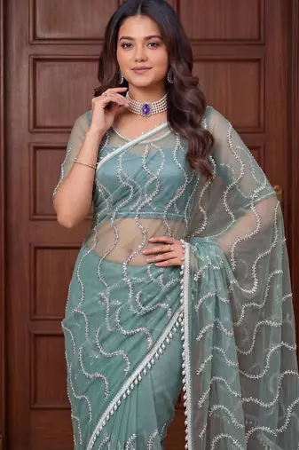 Designer beads embroidery saree