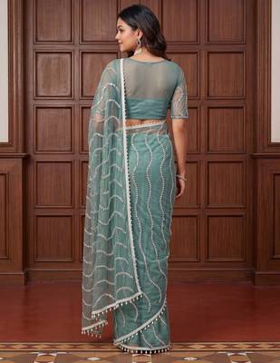 Designer beads embroidery saree 4