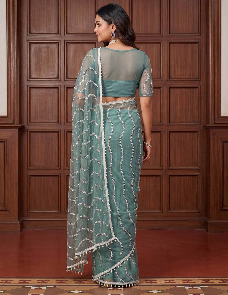Designer beads embroidery saree
