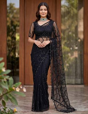 Designer beads embroidery saree 1