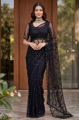 Designer beads embroidery saree