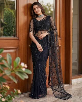 Designer beads embroidery saree 2