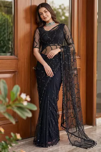 Designer beads embroidery saree