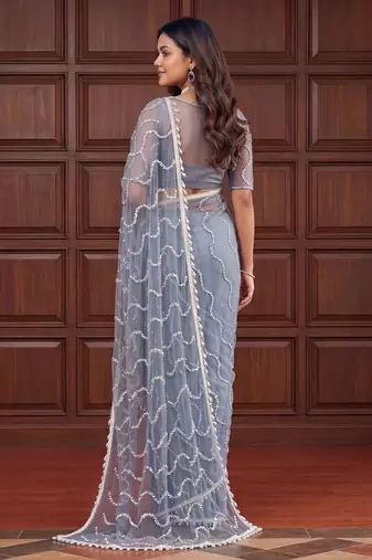 Designer beads embroidery saree