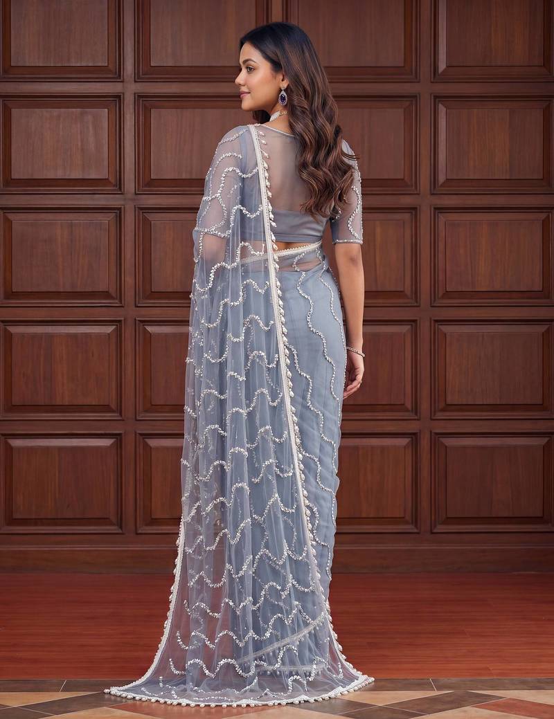 Designer beads embroidery saree