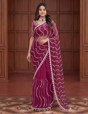 Designer beads embroidery saree 1