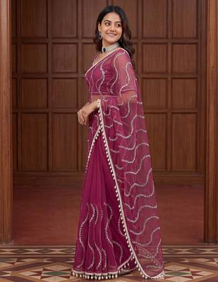 Designer beads embroidery saree 2